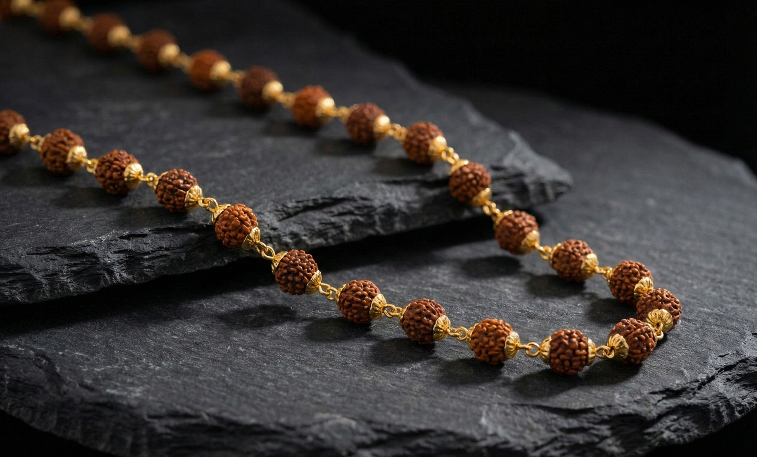 Divine Rudraksha Gold Bead Chain image 3