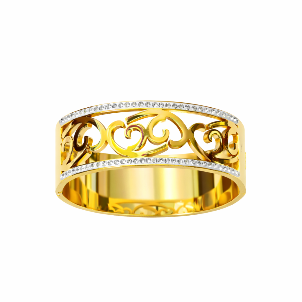 Cutwork Pattern Diamond Gold Bracelet image 2