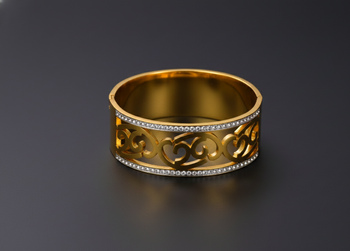 Cutwork Pattern Diamond Gold Bracelet image 4