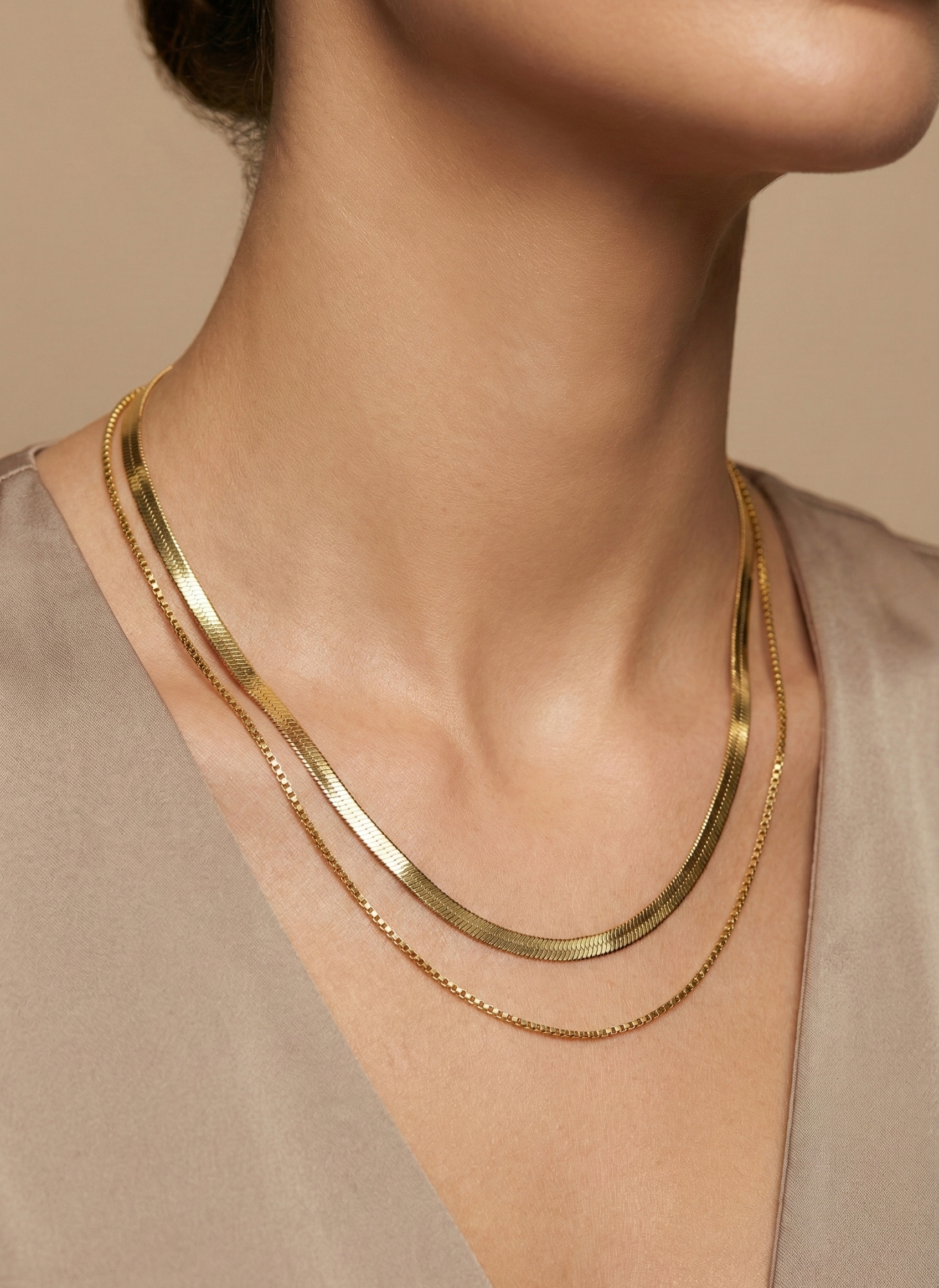 Classic Dual Layer Gold Chain Necklace image 2