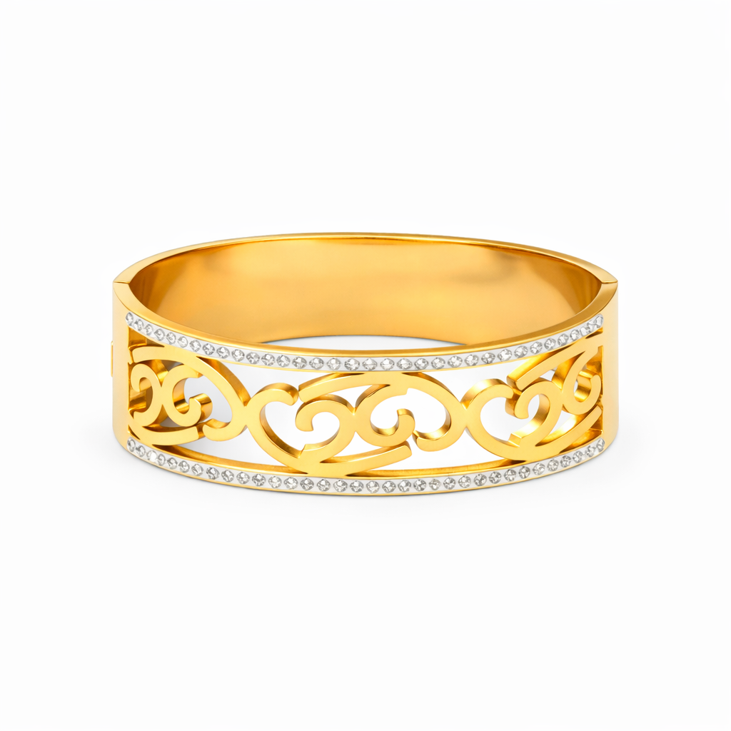 Cutwork Pattern Diamond Gold Bracelet image 1