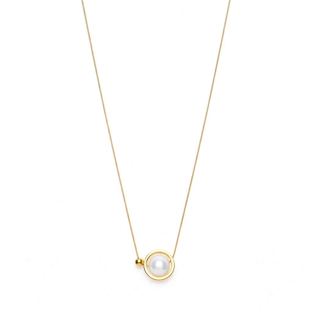 Luna Pearl Circle Necklace image 1