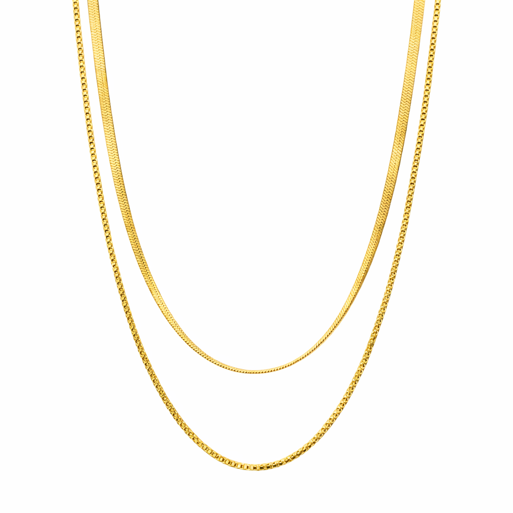 Classic Dual Layer Gold Chain Necklace image 1