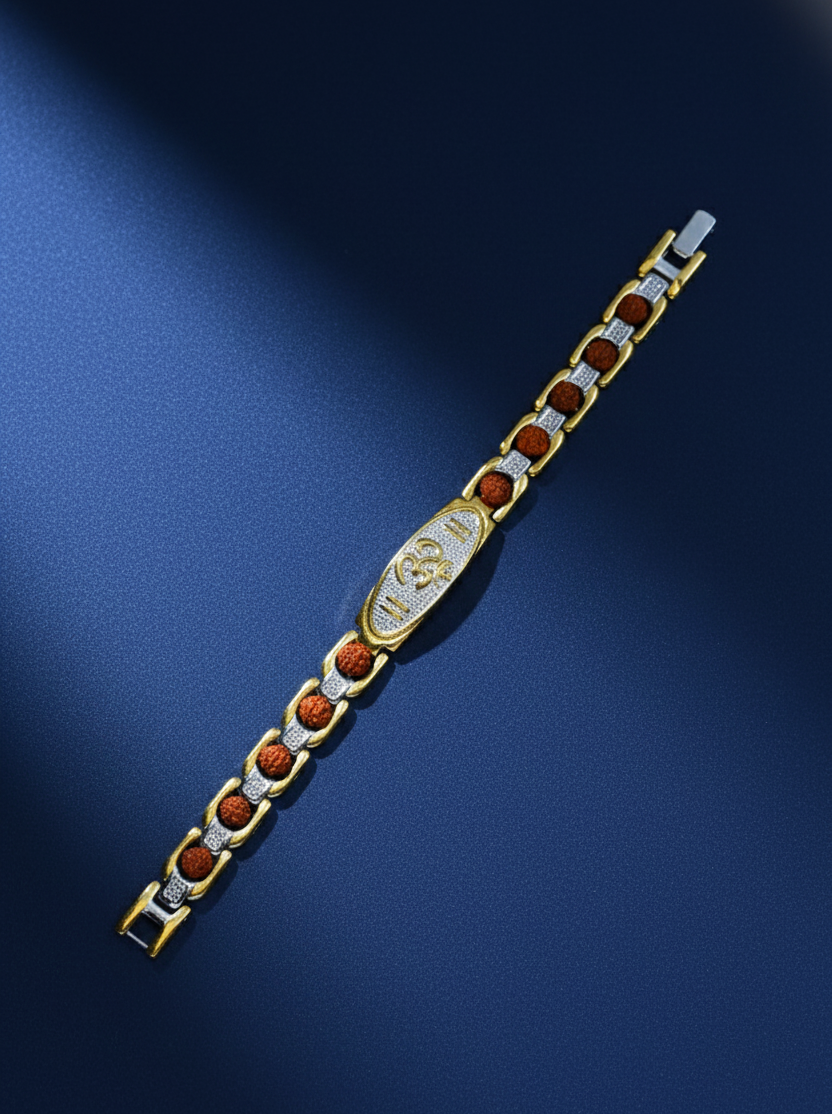 Om Rudraksha Divine Gold Bracelet image 3