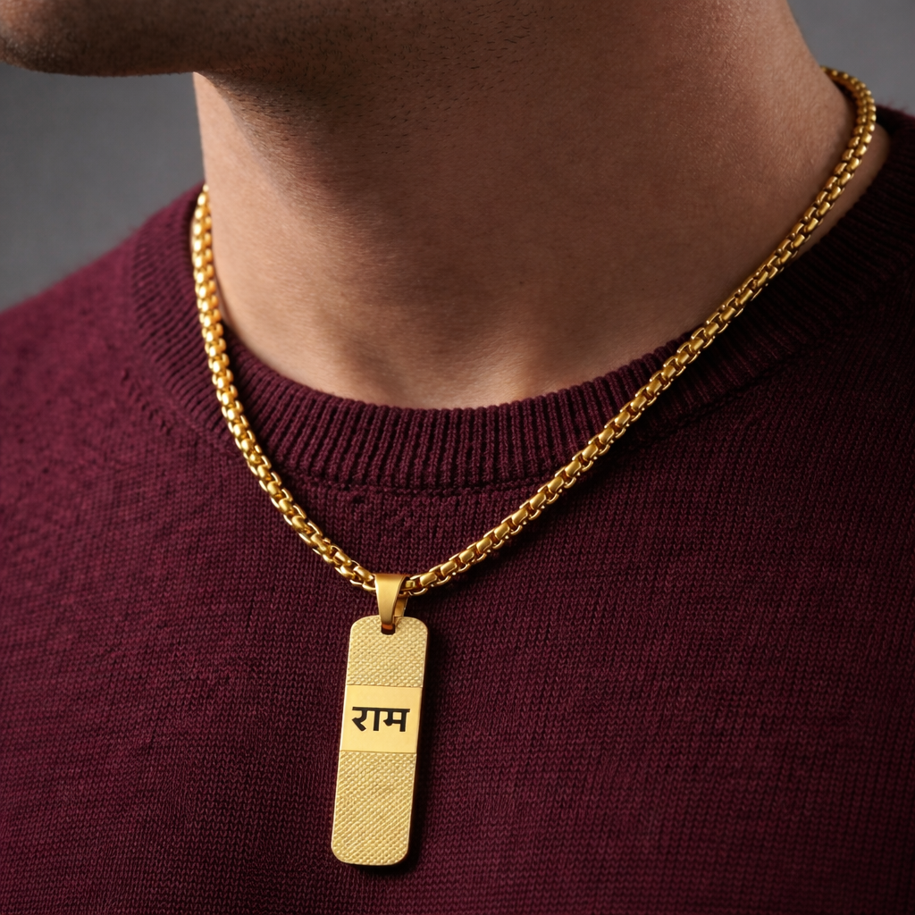 Divine ram Gold Pendant Chain image 2