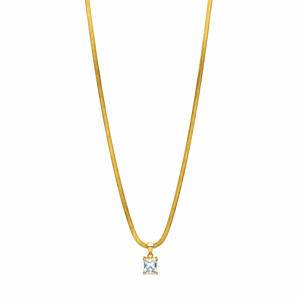 Crystal Square Pendant Gold Chain image 4