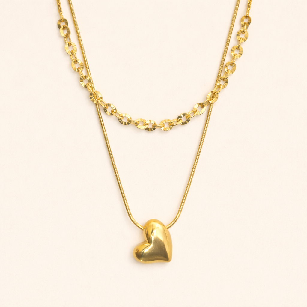 Golden Heart Duo Layer Necklace image 4
