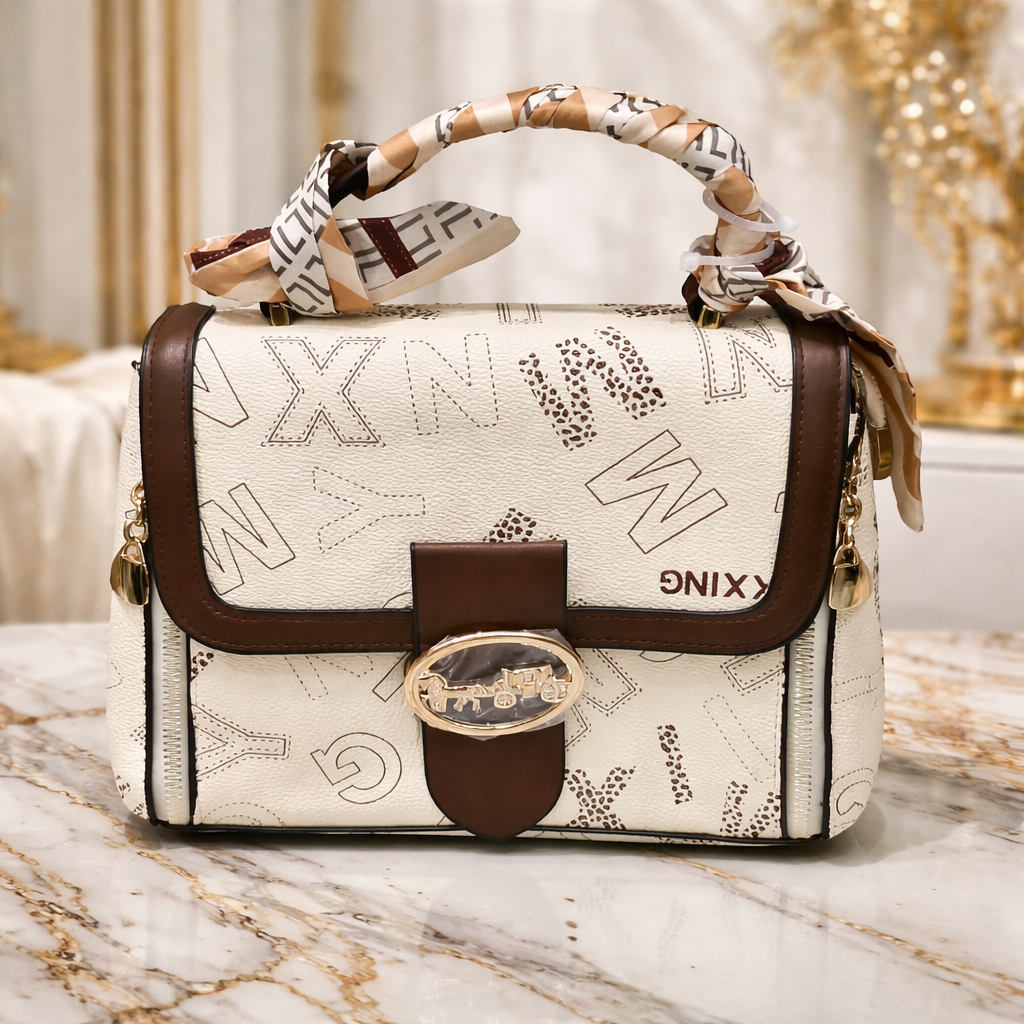 Elegant Ivory Monogram Luxe Handbag