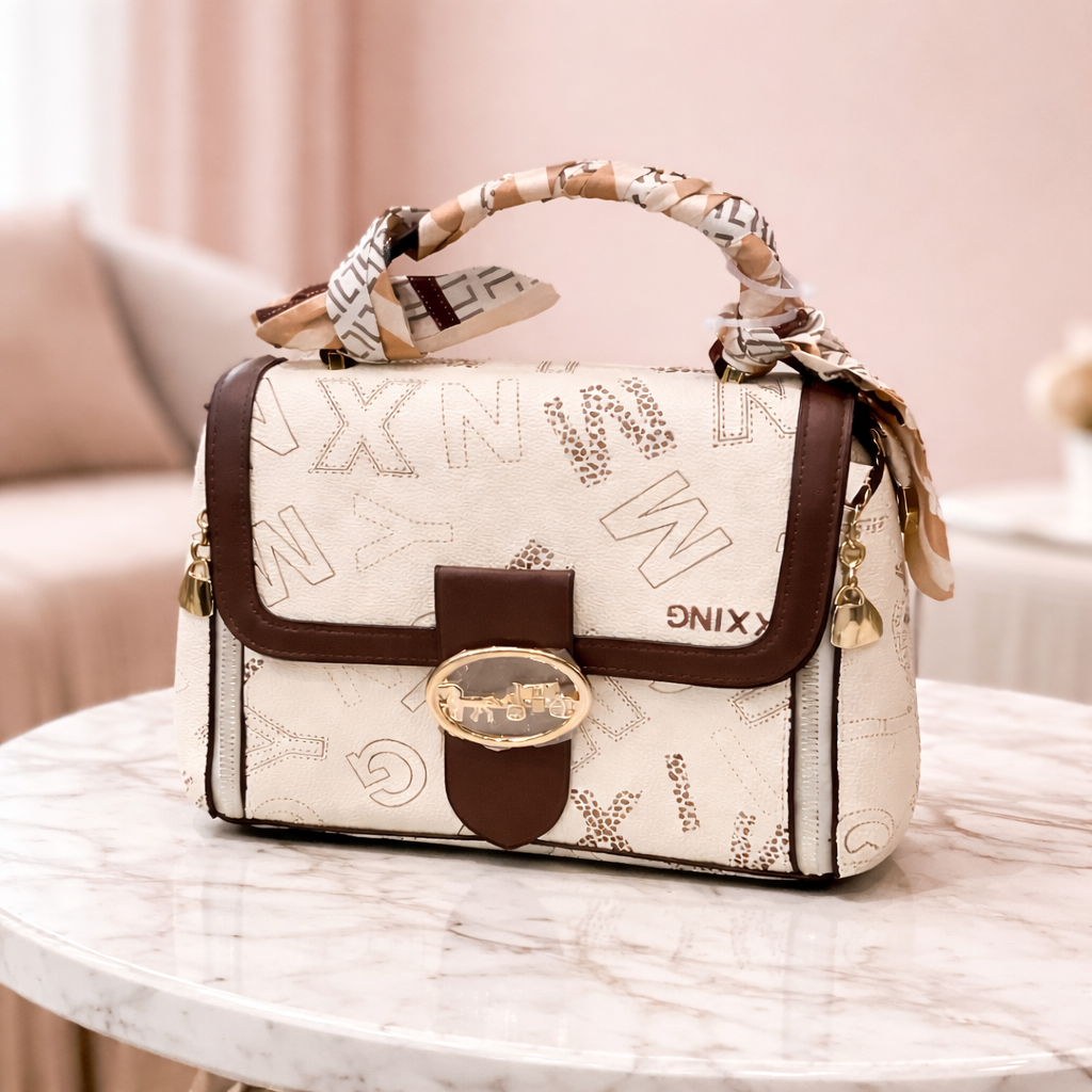 Elegant Ivory Monogram Luxe Handbag-4