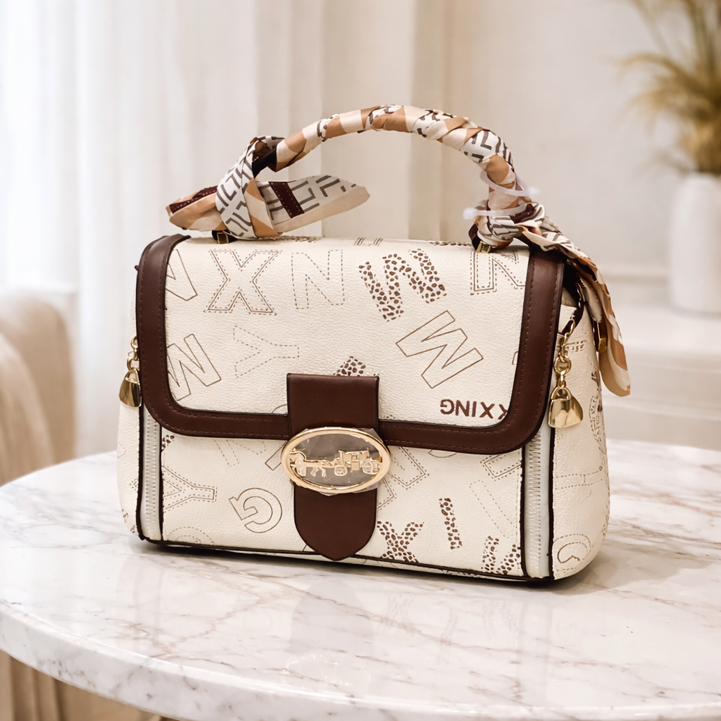 Elegant Ivory Monogram Luxe Handbag-3