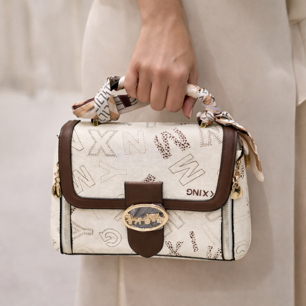 Elegant Ivory Monogram Luxe Handbag